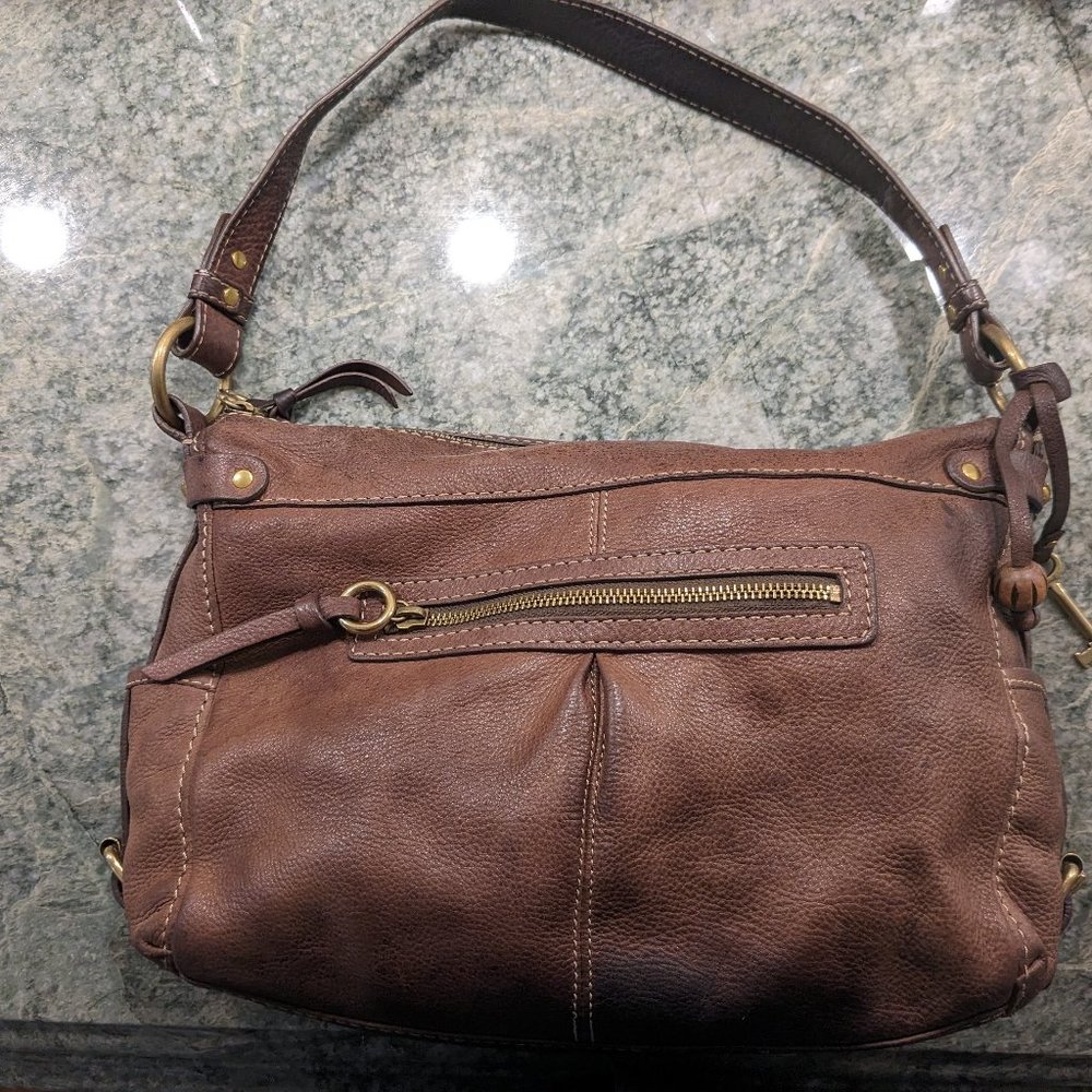 Vintage Fossil Brown Leather Hobo Bag